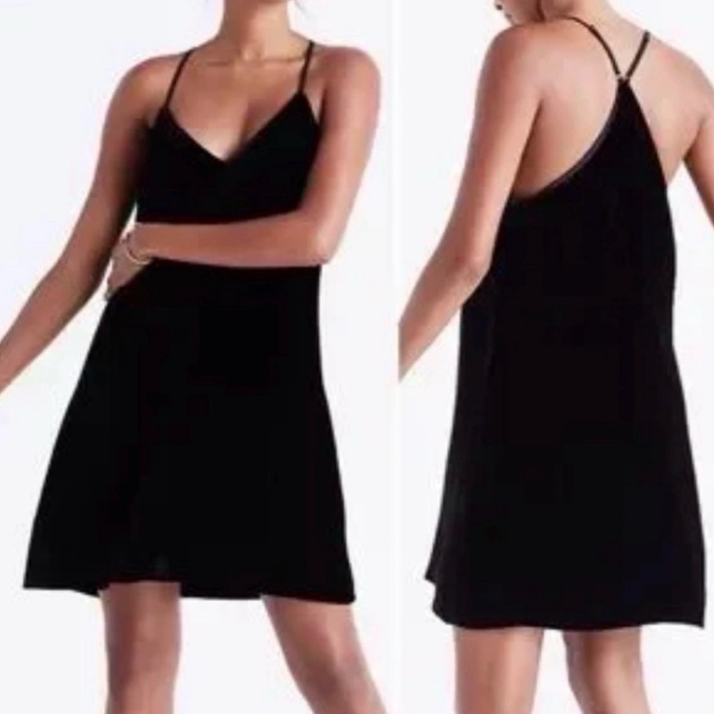 Madewell Black Velvet Lined Mini Slip Dress Size 4